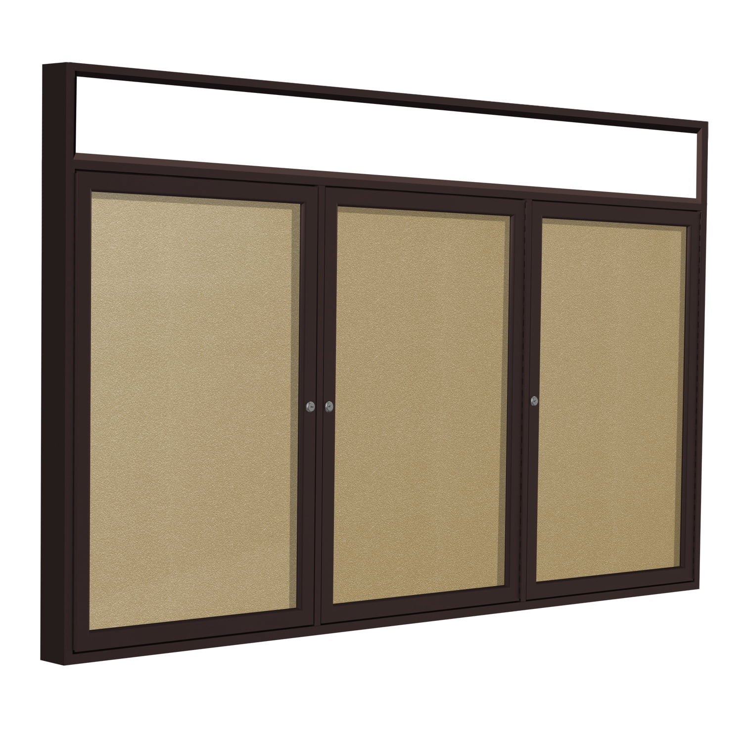 PBVX8181 Ghent 3 Door Enclosed Vinyl Bulletin Board with Bronze