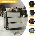 thumbnail image 3 of AOBABO Metal Tool Chest Cabinet on Wheels with 3 Drawers,Rolling Garage Storage Cabinet with Handle Pegboards and Hooks,Assembly required, Black Grey, 3 of 7