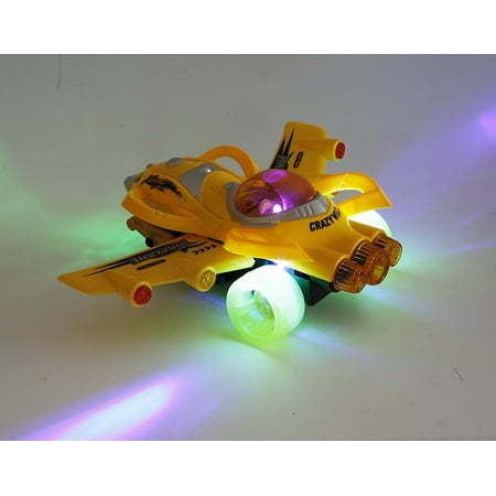 Bezrat Bump And Go Kids Action Space Battleplane - Big Model Plane With Attractive Lights And Sounds - Changes Direction On Contact - Best For Kids Age 3 And Up. (Colors May