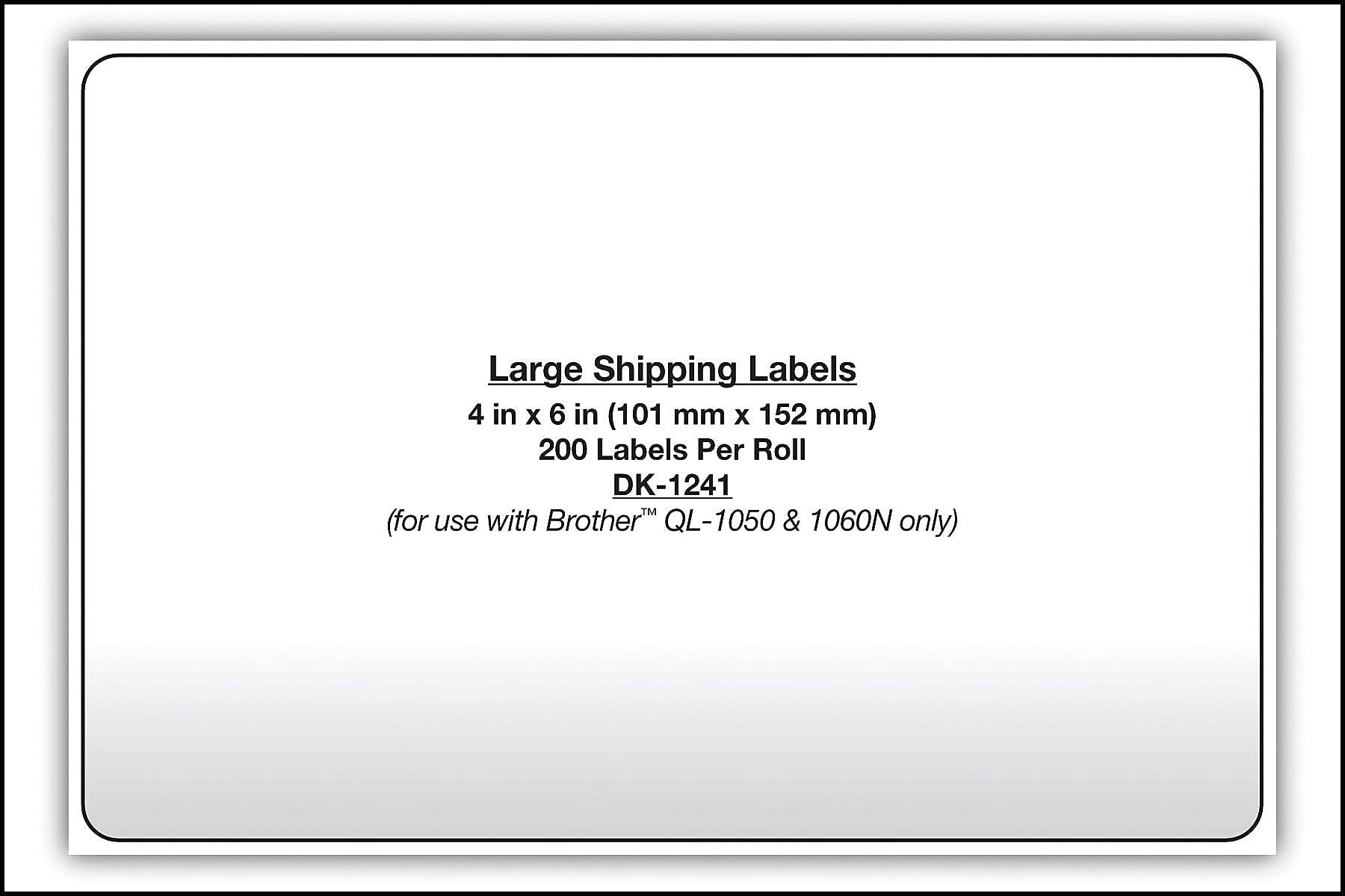 Brother Genuine DK-1241 Die-Cut Shipping Paper Labels for Brother QL Label Printers, 4 in x 6 in (101 mm x 152 mm), DK1241