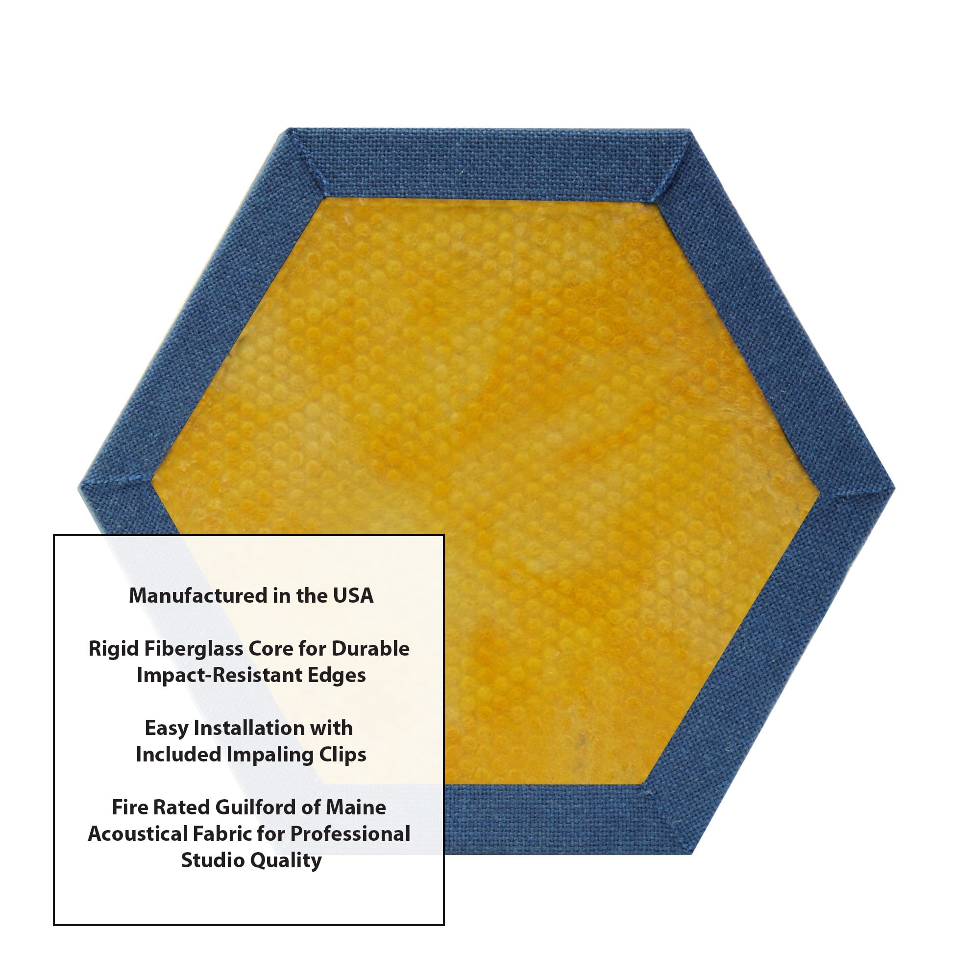 ATS Acoustics Hexagon Fire Rated Sound Absorbing Acoustic Panel 12" x 1" (Deep Ocean)