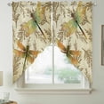 thumbnail image 2 of Vintage Dragonfly Swag Curtains for Kitchen/Bedroom/Living Room, Vintage Brown Tree Branch Scalloped Curtains 63 Inch Long, Rod Pocket Window Swag Topper Curtains Valances 2 Panels Set 36"x63", 2 of 8