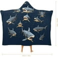 thumbnail image 2 of Shark Gifts, Shark Pattern Wearable Flannel Blanket Hoodie, Flannel Cloak Hooded Blanket Poncho, 2 of 6
