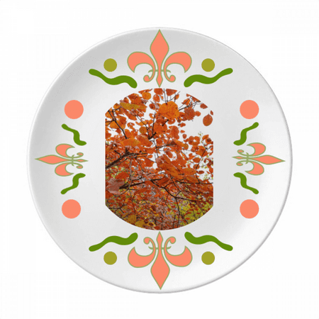 

red autumn art deco fashion Flower Ceramics Plate Tableware Dinner Dish