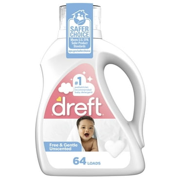 Dreft Baby Free & Gentle Liquid Laundry Detergent, Sensitive Skin, Hypoallergenic, 64 Loads, 92 fl oz