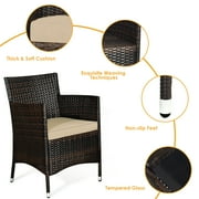 Gymax 4PCS Patio Rattan Outdoor Furniture Set w/ Cushioned Chair Loveseat Table