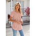 thumbnail image 5 of Summer Circle Smocked Button Short Sleeve Tuxedo Women's T-Shirt Top, 5 of 8