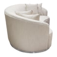 thumbnail image 4 of Benjara 97" Retro Curved- 4 Pillows Riha Sofa - Cream White Velvet/Gold Trim, 4 of 6