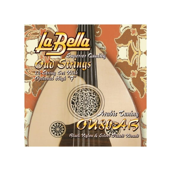 Labella OU80AB Oud Strings 12- String Set Arabic FF Tuning Black Nylon Silver Plated Wound 22-33