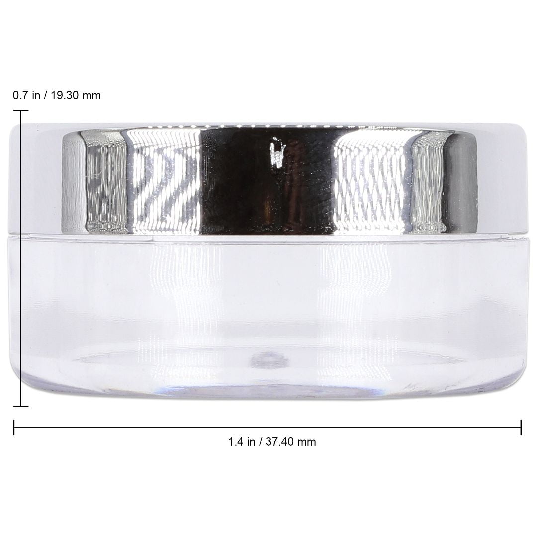 Beauticom 10 Grams/10 ML (0.35 Oz) Premium Round Clear Body Leak Proof Plastic Container Jars with Silver Lids - Storage Cosmetic Lotion Creams Ointments (600 Pieces Jars + Lids, Silver)