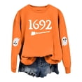 thumbnail image 4 of Halloween Sweatshirt for Women Hoodless Sweatshirt for Comfort and Casual Fall Winter Style Wardrobe for Stylish Daily Wear Orange L, 4 of 5