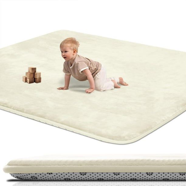 Alfombra de Juegos para Bebé SEPARO 30mm Suave Antideslizante Beige 120x120cm