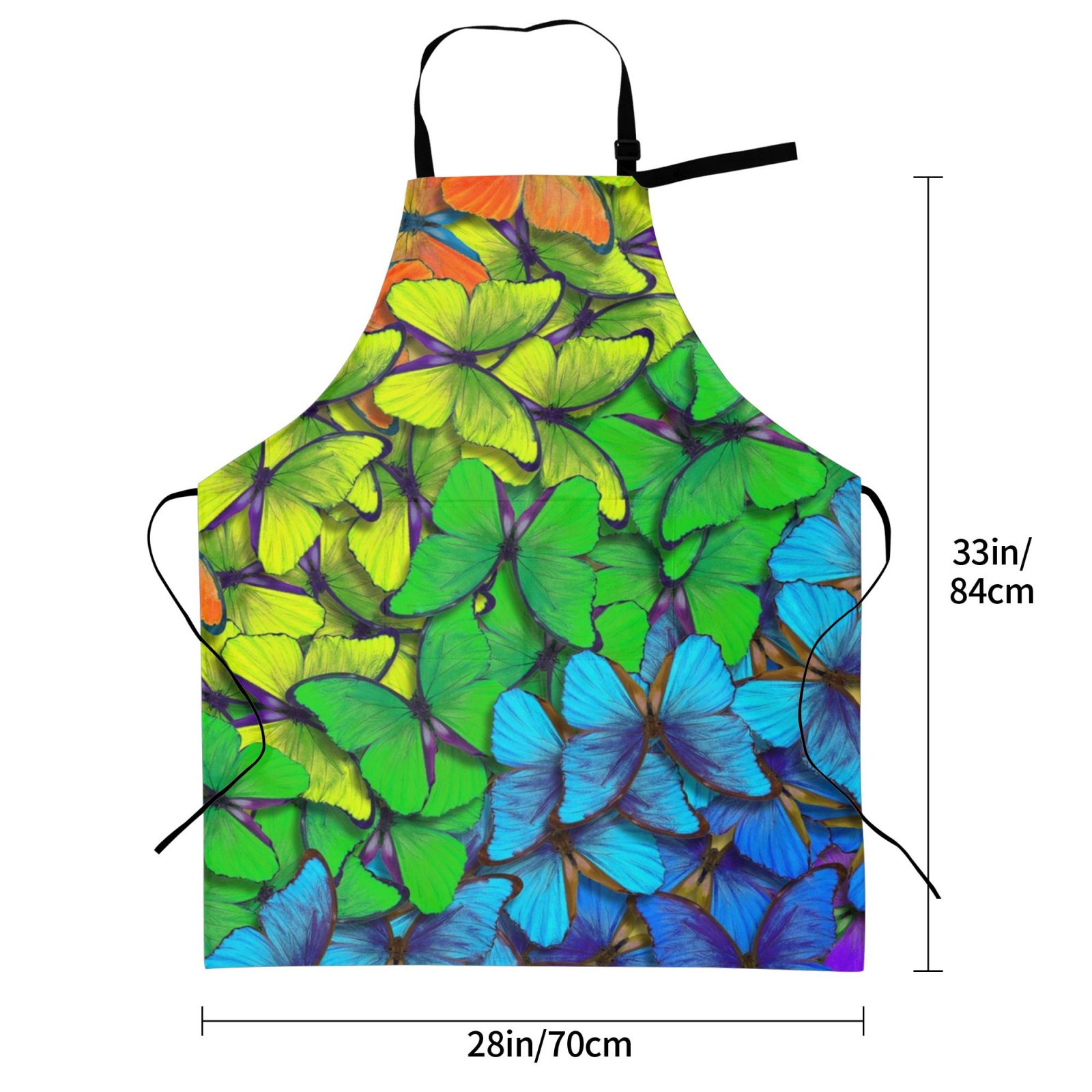 Kdxio Rainbow Butterflies Apron with Pockets Adjustable Kitchen Aprons for Men Women Waterproof Aprons for Cooking,Drawing,Crafting, Baking Household Cleaning