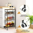 thumbnail image 4 of Slim Rolling Cart, 4-Tier Narrow Storage Cart Kitchen Bathroom Utility Organizer Pull-Out Metal Wire Baskets, Wooden Tabletop & Lockable Wheels Narrow Space, Mobile Shelving Unit Laundry Room, 4 of 10