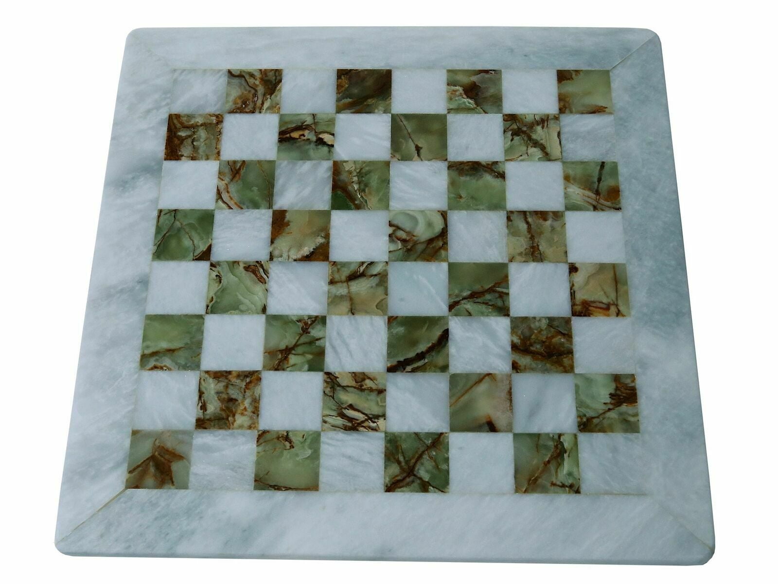JT Handmade White and Green Onyx Marble Chess Game Set - 12 inch by Jubilee Trader