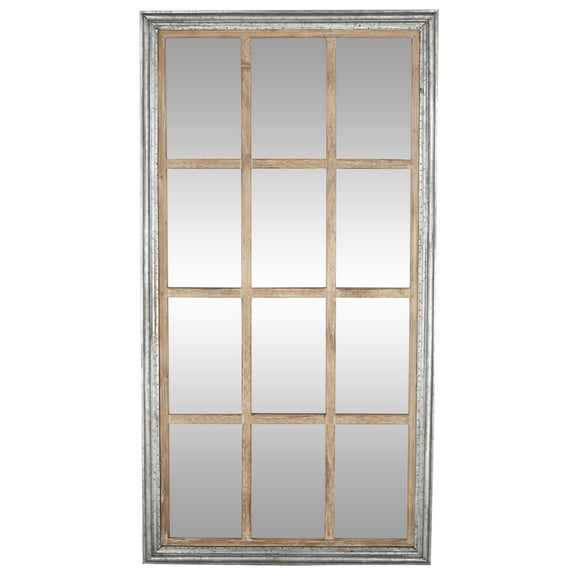 DecMode 35" x 67" Brown Window Pane Inspired Wall Mirror