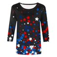 thumbnail image 3 of Camisetas de Manga Larga de las Mujeres Imprimir 3/4 Manga Cuello Redondo Blusa, Camiseta Casual para la Primavera Y el Verano, 3 of 5