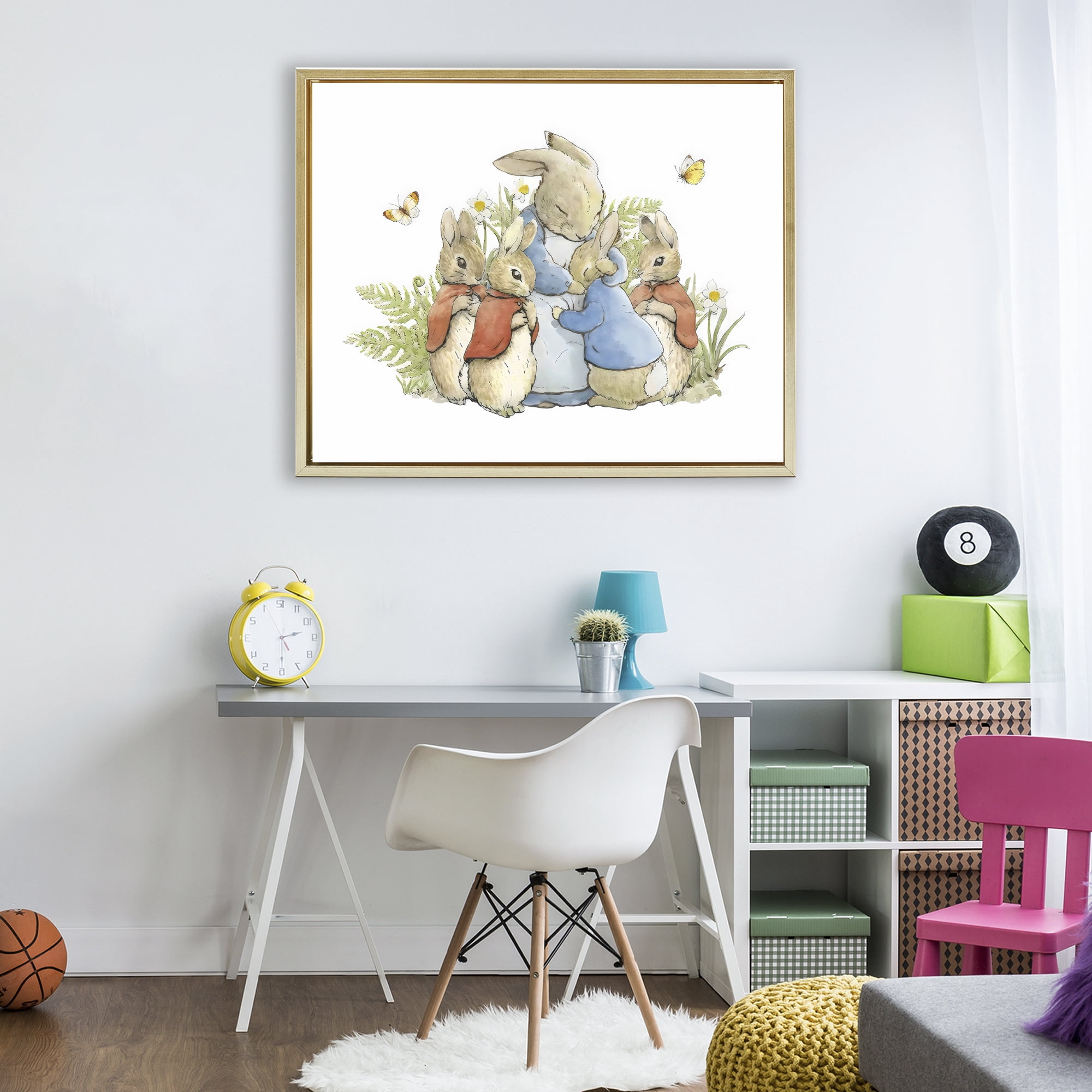 Stupell Industries Hugging Mother Rabbit Gold Framed Floater Canvas Wall Art, design by Arlington Prints