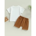 thumbnail image 4 of Wassery Baby Boys 2Pcs Summer Outfits Short Sleeve Letter Print T-shirt Round Neck Tops and Elastic Drawstring Shorts Toddler Casual Clothes Set 0-3T, 4 of 8
