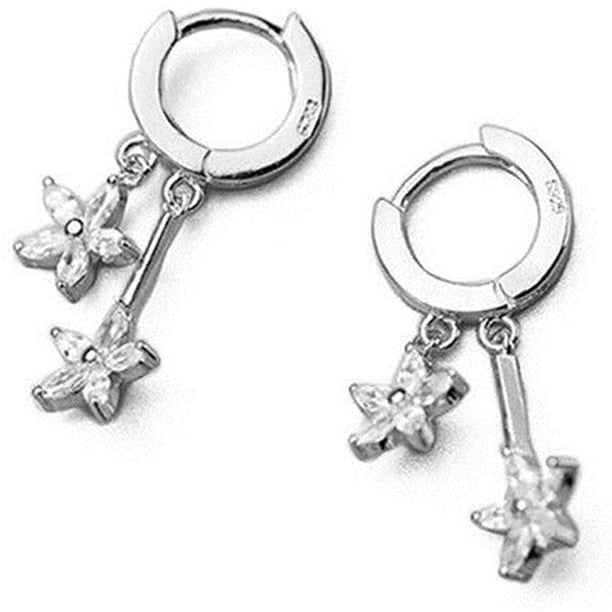 Pequeña joyería de oreja de flor de cinco pétalos fresca * Hebilla de oreja de plata-plata S925 Ormromra WMZY-475-2