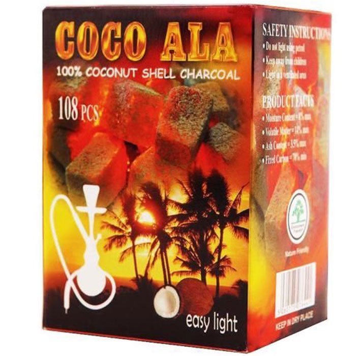 Coco Ala Charcoal Natural Coconut Hookah Shisha Coals, 108 Piece