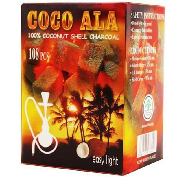 Coco Ala Charcoal Natural Coconut Hookah Shisha Coals 108 Piece Walmart Com Walmart Com