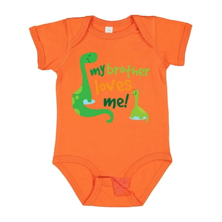 

Inktastic My Brother Loves Me Dinosaur Gift Baby Boy Bodysuit