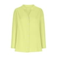 thumbnail image 5 of Fznquz V Neck Women's Tops Button Up Plain Green Shirts Winter Casual Long Sleeve Fall Womens Tee Shirts, 5 of 7