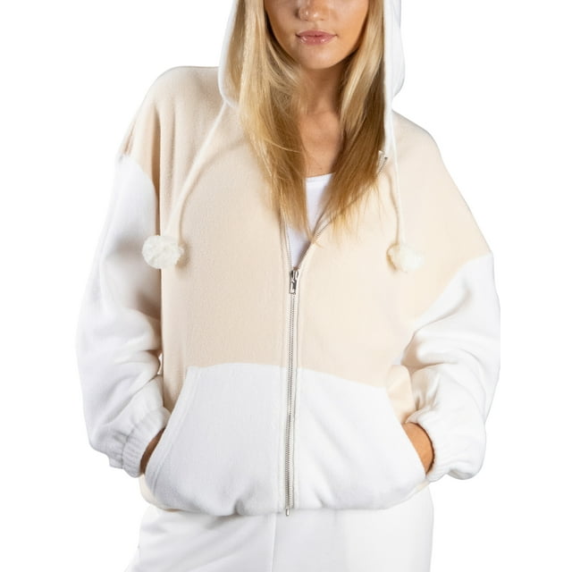 Jess por Meiko Sudaderas de Mujer de Manga Larga Oversized con Pompones y Cremallera M Amarillo Claro