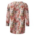 thumbnail image 5 of RKSTN Womens Tops Casual Fashion Cute Easter Bunny Printed 3/4 Sleeve Round Neck Tops Spring Summer 3D Printed Ruched Pullover Blouse Tops, 5 of 5