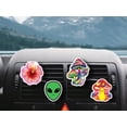 thumbnail image 5 of WIRESTER 4pcs Car Air Freshener Fragrance Vent Clip Interior Decoration for Cars with Lemon Scented Pad - Hibiscus Flower & Colorful Tie Dye Mushroom & Green Alien & Red Mushroom, 5 of 6
