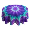 thumbnail image 4 of Purple Blue Tie Dye Spiral Pattern Round Tablecloth 60"x60",Wrinkle Wipeable Table Cloth for Kitchen Dining Room Picnic Patio Party, 4 of 6