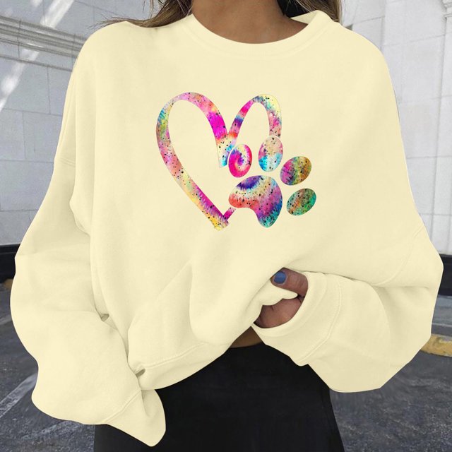 2023 Chandail en Molleton Mode Femme 50 % de Réduction Liquidation Mode Décontractée Manches Longues Col Rond Imprimé Pull Femme