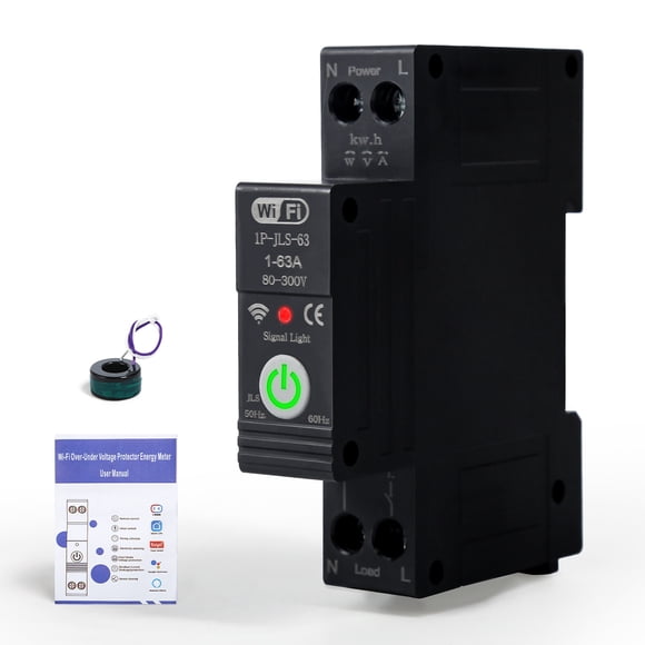 Disyuntor inteligente WiFi 1P 63A, temporizador de medición, interruptor remoto por voz con protección contra fugas
