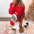 thumbnail image 4 of Camiseta sin tirantes de manga larga con cuello sesgado suelto con estampado navideño para mujer Fridja  FKASFK915, 4 of 8