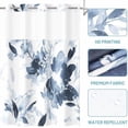 thumbnail image 4 of No Hook Shower Curtain with Snap in Liner - Floral Shower Curtain - Fabric Waterproof Inner Liner, Plants Navy Blue Flowers Modern Cloth Shower Curtains - Machine Washable, 71 x 74, 4 of 6