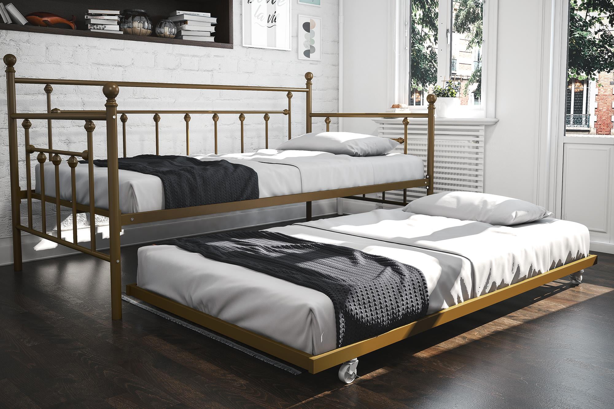 DHP Manila Metal Daybed and Trundle, Twin/Twin Size, Gold