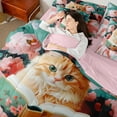 thumbnail image 4 of Erosebridal Cute Cat Bed in a Bag Twin size, Kawaii Kitten Bedding Twin Size, Vintage Western Style Reversible Bed Set, Ultra Soft Bedroom Decor, 7-Piece, 4 of 6