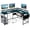 Black, variant on Furnibear L-Shaped Gaming Desk with RGB LED Lights, Power Outlets, Monitor Stand and CPU Stand, Rustic Brown