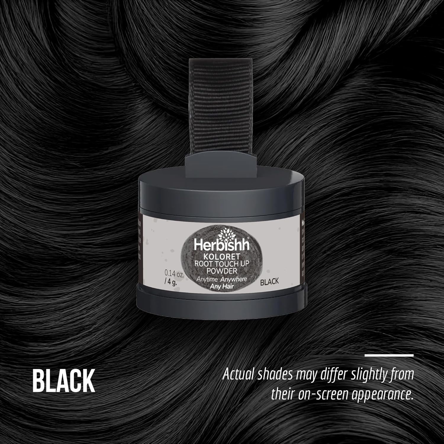 (4 pack) Koloret Root Touch Up Powder– Natural Black Powder for Women & Men, Instant Root Cover Up for Gray Coverage, Hairline Concealer for Thinning Hair & Bald Spots, Water-Resistant & Smudge-Proof, 4g