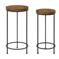 thumbnail image 1 of Kate and Laurel Espada Table Ronde Rustique, Ensemble de 2, Cadre en Bois Rustique et Métal Noir, Accent Maison d'Inspiration Ferme, 1 of 2