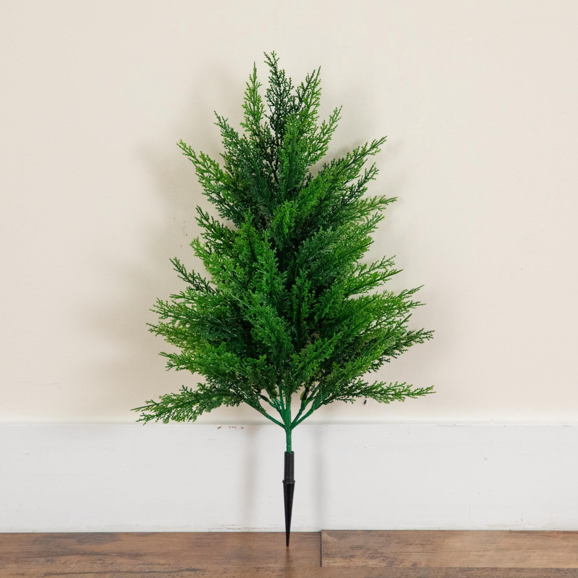 22in. UV Resistant Artificial Cedar Bush with Integrated Ground Stake (Indoor/Outdoor) - Set of 2