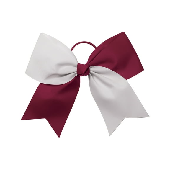 Chassé Girls Jumbo 2-Color Hair Bow with Attached Elastic Ponytail Holder (Marron/White)