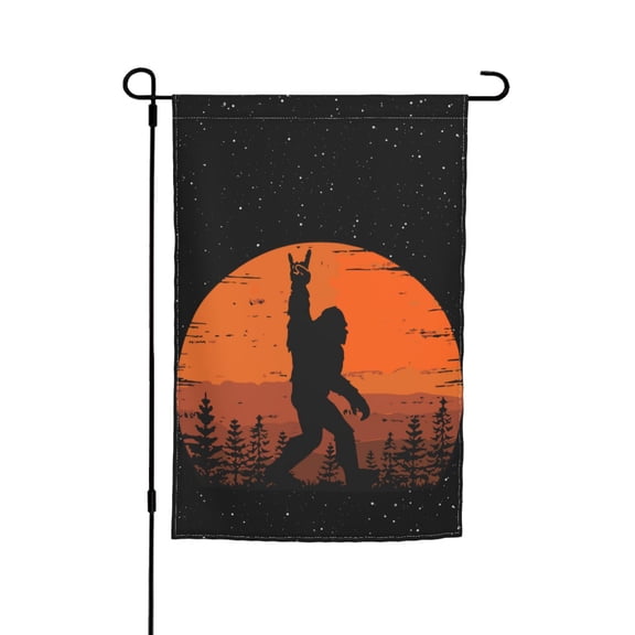 Funny Retro Bigfoot Rock Roll Double Garden Flags 12x18 Inch Suitable For Courtyard Lawn Holiday Home Outdoor Decoration Flag