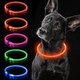 thumbnail image 1 of Collar luminoso para perros, recargable por USB, con luz LED. Se puede cortar a cualquier tamaño. Collar de seguridad para perros pequeños, medianos y grandes. (Naranja), 1 of 5