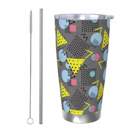 

Lukts Geometric for 20OZ Car Cup Stainless Steel Direct Drinking Straw Thermos Cup Suitable for Office Travel and Car-Straw Two-piece Set