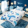 thumbnail image 3 of meiyoeat Cute Ocean Jellyfish Star Whale Twin Comforter Sets for Boys Girls, Kawaii Marine Wildlife Bedding Set, Blue White, Polkadot Reversible, 2-Piece, 1 Comforter and 1 Pillowcase, 3 of 5