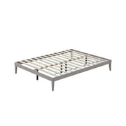 Home Design Zion Full Solid Wood Platform Bed Frame with Slatted Wood Kit and Center Support, Antique White, Easy Assembly