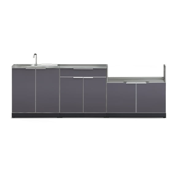 NewAge Products Outdoor Kitchen Aluminum 4 Piece Cabinet Set with Countertops