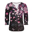 thumbnail image 6 of Xdegoge Blouses for Women Dressy Casual 3/4 Sleeve Floral Printed Shirt V Neck Loose Fit Business Tops Summer Outfits Tunic Fashion Tee Shirts Online Order History Returns Online Orders, 6 of 6